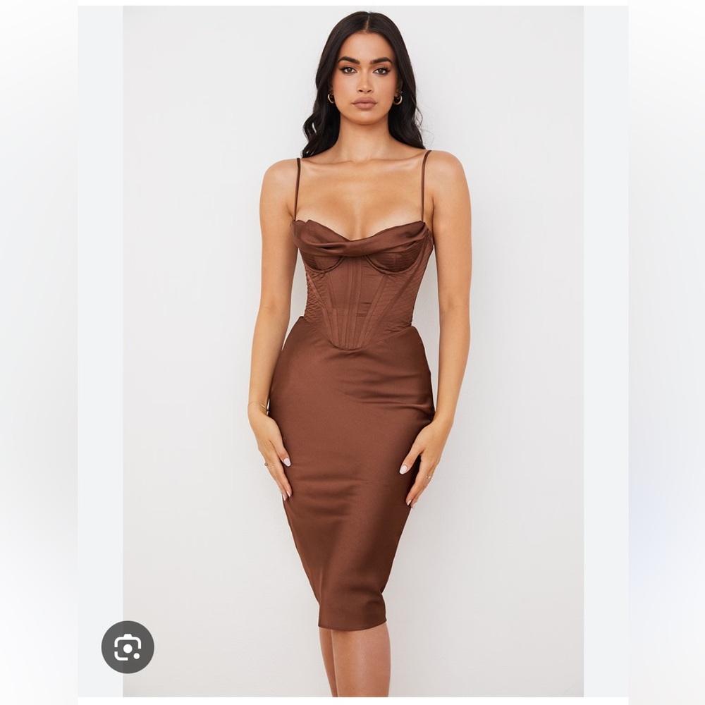Chocolate/brown Satin Corset Slip Dress